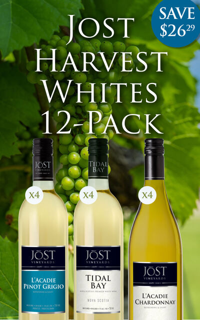 Jost Harvest Whites Wine Case 12-Pack ~ Includes Jost L'Acadie Pinot Grigio, Tidal Bay, L'Acadie Chardonnay