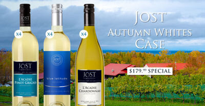 Jost Autumn Whites Wine Case 12-Pack ~ Includes Jost L'Acadie Pinot Grigio, Blue Latitude Nova Scotia Cool White, L'Acadie Ch