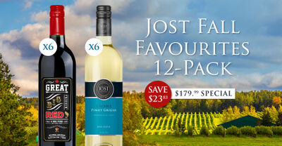 Jost Fall Favourites Red & White Wine Case ~ Includes 6 x 750ml each of Jost L'Acadie Pinot Grigio and Jost Great Big Friggin