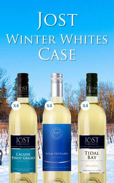 Jost Winter Whites Wine Case 12-Pack ~ Includes Jost L'Acadie Pinot Grigio, Jost Blue Latitude Nova Scotia Cool White, Jost T