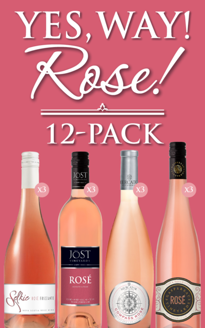 Yes, Way! Rosé 12-Pack • Selkie Rosé Frizzante 750ml (x3), Jost Rosé 750ml (x3), Mercator Compass Rosé 750ml (x3), Gasp